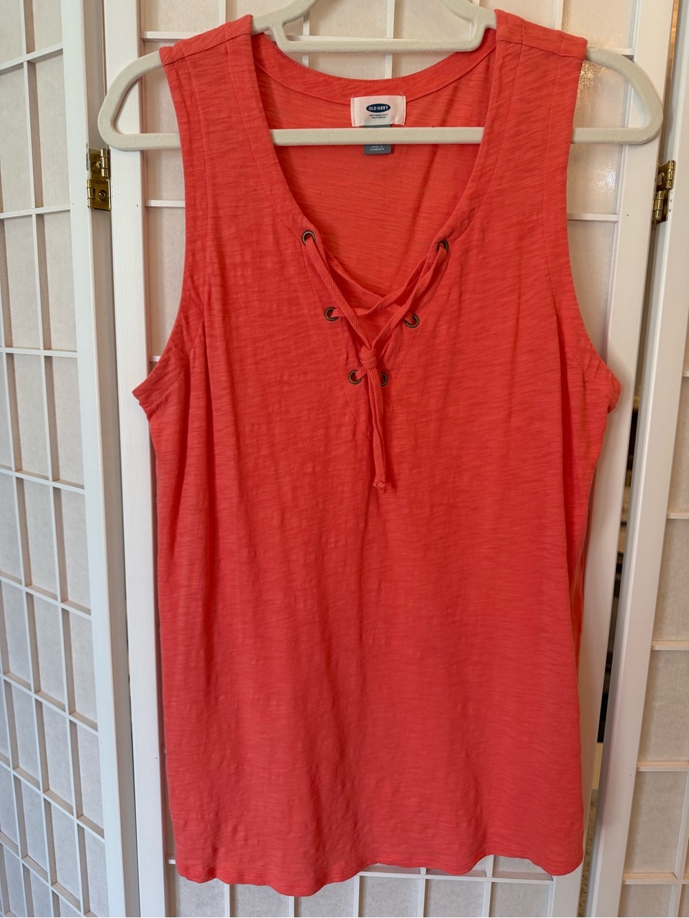 Old Navy Coral Lace-Up Sleeveless Tank Top